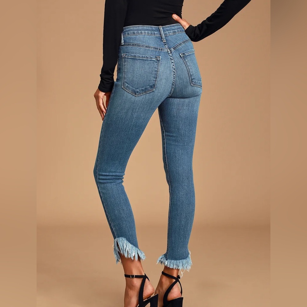 Teigan Medium Wash High Rise Raw Hem Skinny Jeans - Picture 2 of 6